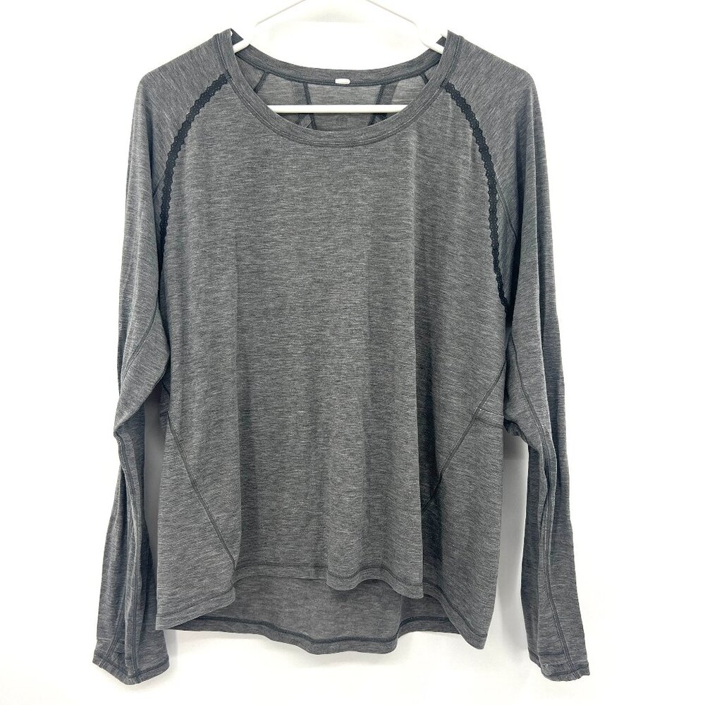 Lululemon Criss Cross Back Long Sleeve Gray Tee T-Shirt Women's Large